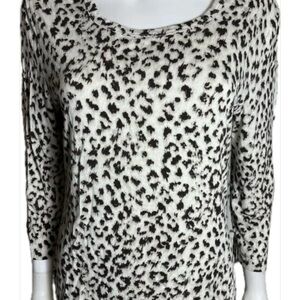 St. John Nordstrom Exclusive Leopard Print Jersey Knit Top Women’s XL 3/4 Sleeve